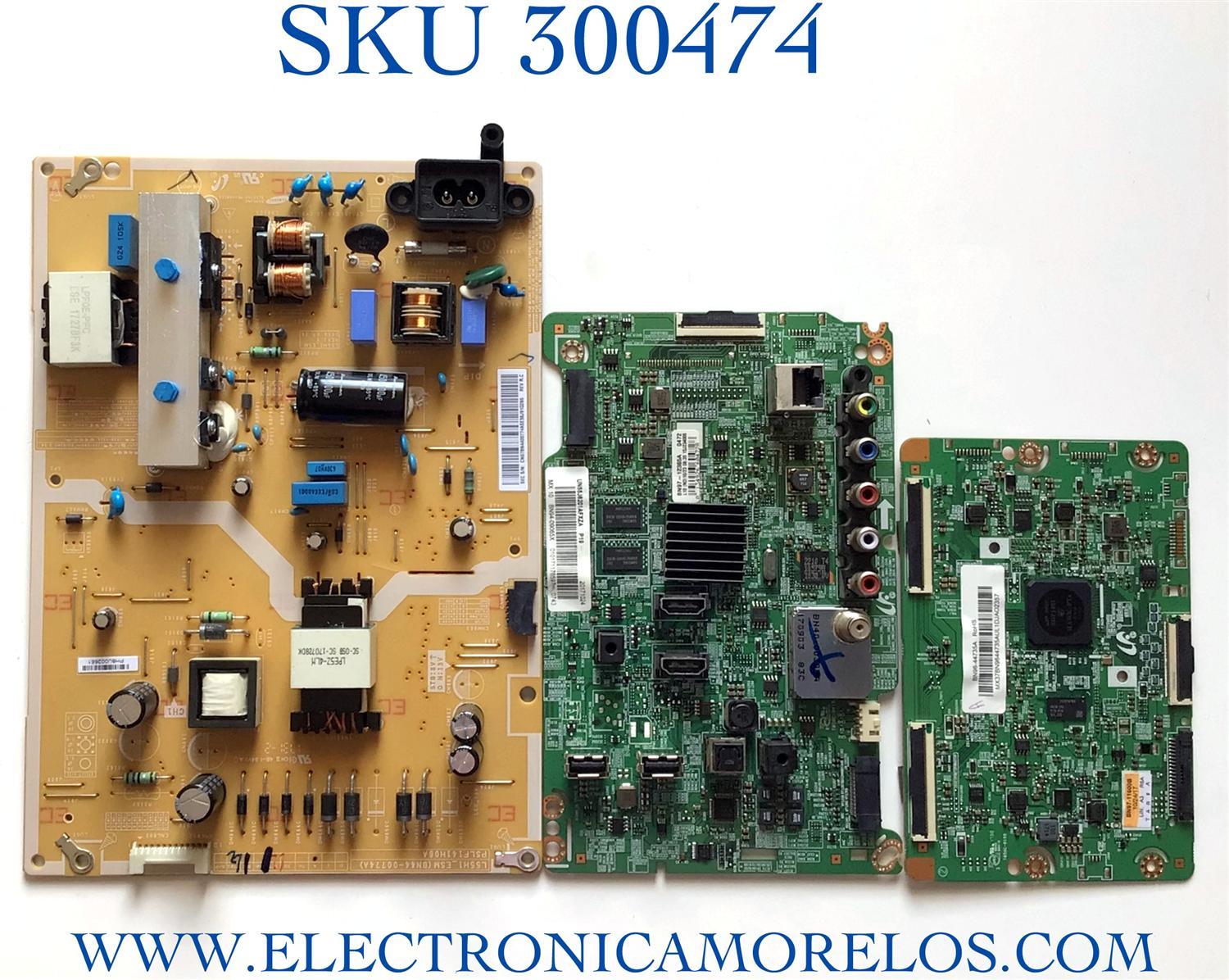 KIT DE TARJETAS PARA TV SAMSUNG MAIN BN94-09065X / BN41-2245A / BN97-12365A / FUENTE BN44-00774A / PSLF141H06A / T-CON BN96-44735A / BN97-11600B / PANEL CY-DJ055BGLV1H / DISPLAY BN96-41761A / LSF550HN05-L02 / MODELO UN55J6201AFXZA FA02